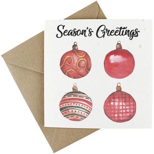 Festive Baubles - Plantable Wildflower Seed Christmas Cards - 5 Pack