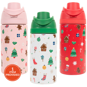 Cute Xmas Print Vacuum Bottle with Handle
