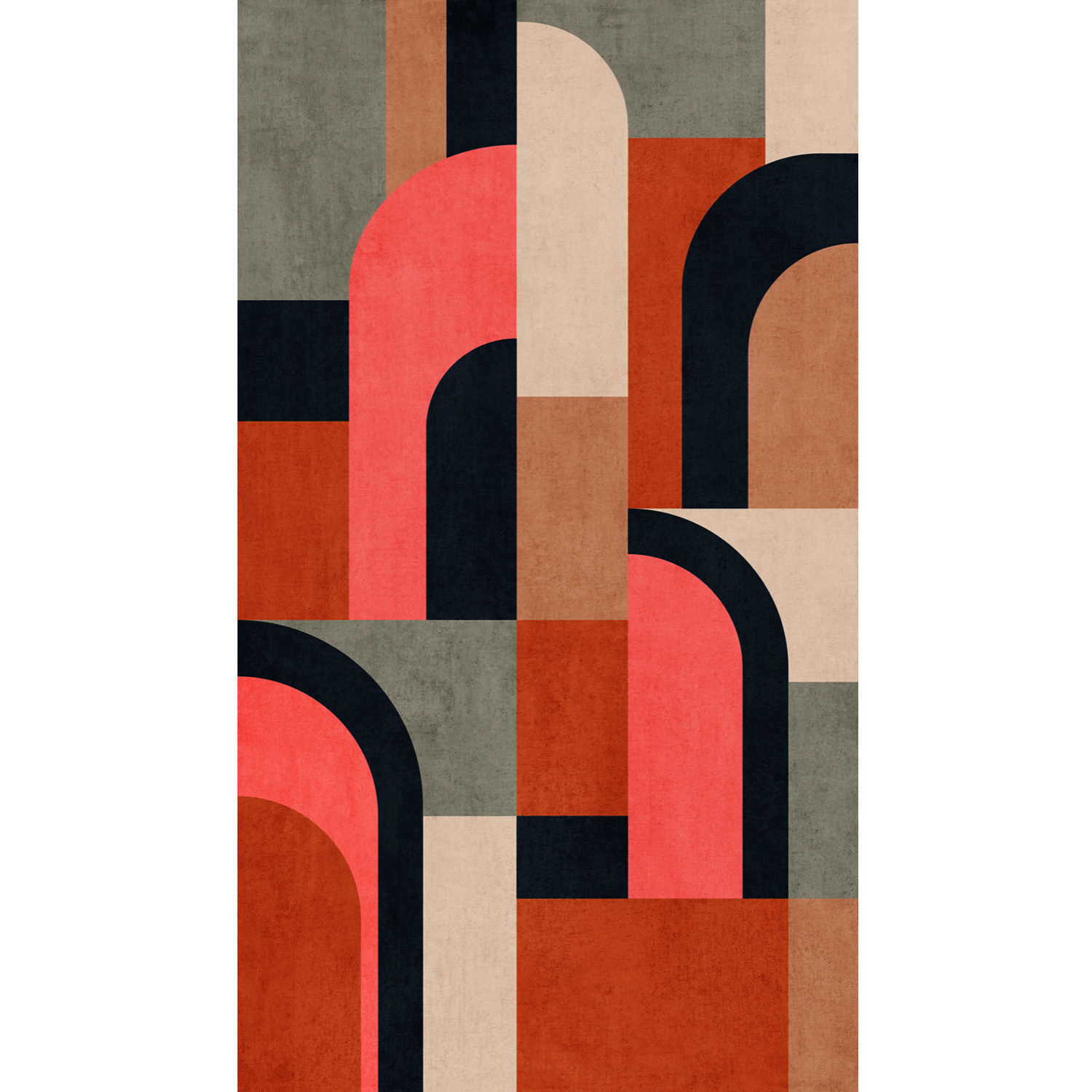 Grandeco Geo Modernist Shape 3 Lane Repeatable Wallpaper Mural - Orange