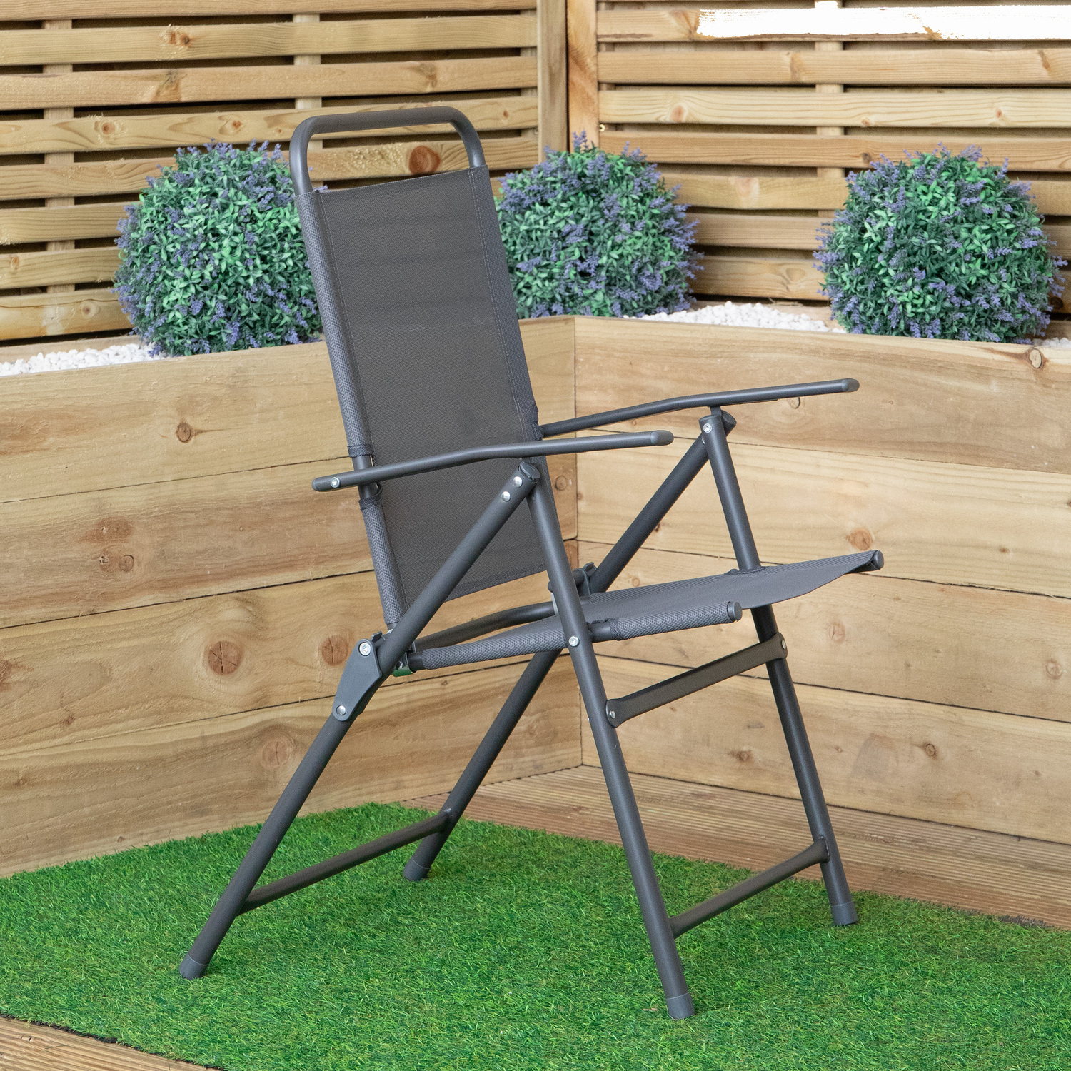 B&Q - Set Of 4 Outdoor Multi-Position Textoline Garden Chairs In Grey - Image 2
