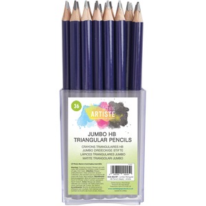Artiste Triangular HB Pencils, Grey, Tub of 36, Jumbo