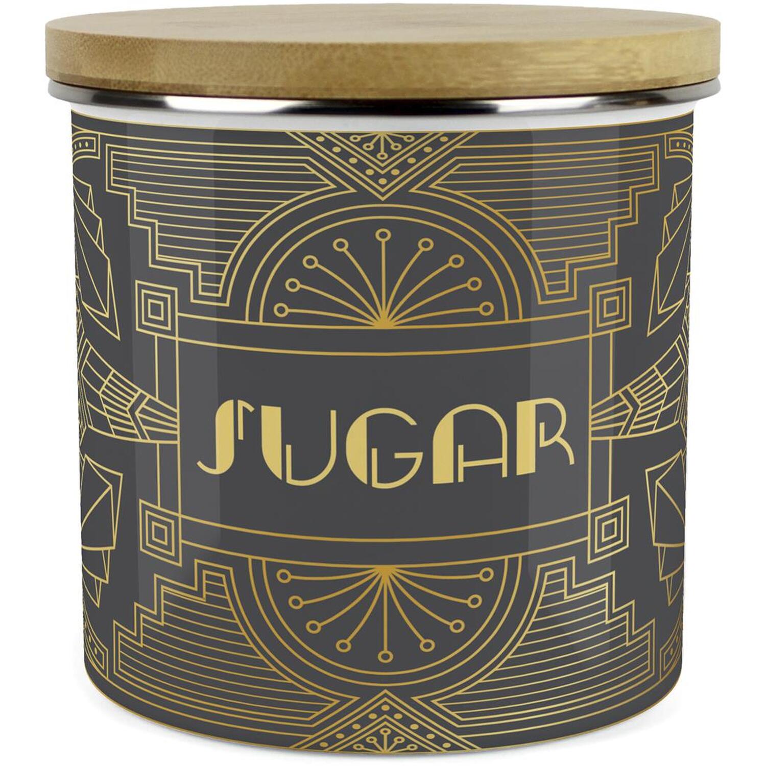 Vintage Glamour Sugar Canister - Charcoal & Gold Retro Kitchen Storage Jar - Image 2