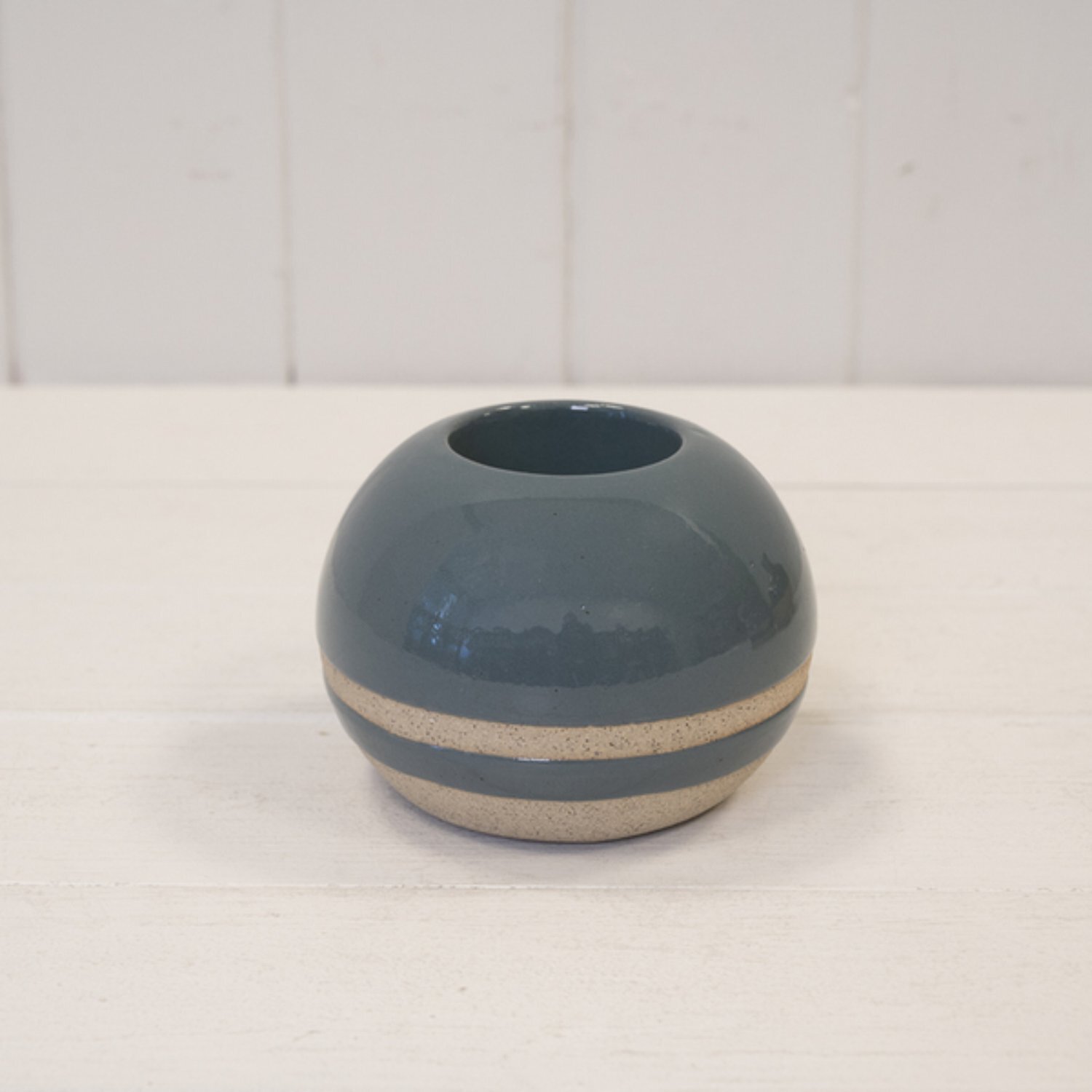 Kdmd Unisex Blue Glazed Tealight Holder With Unglazed Design - Image 2
