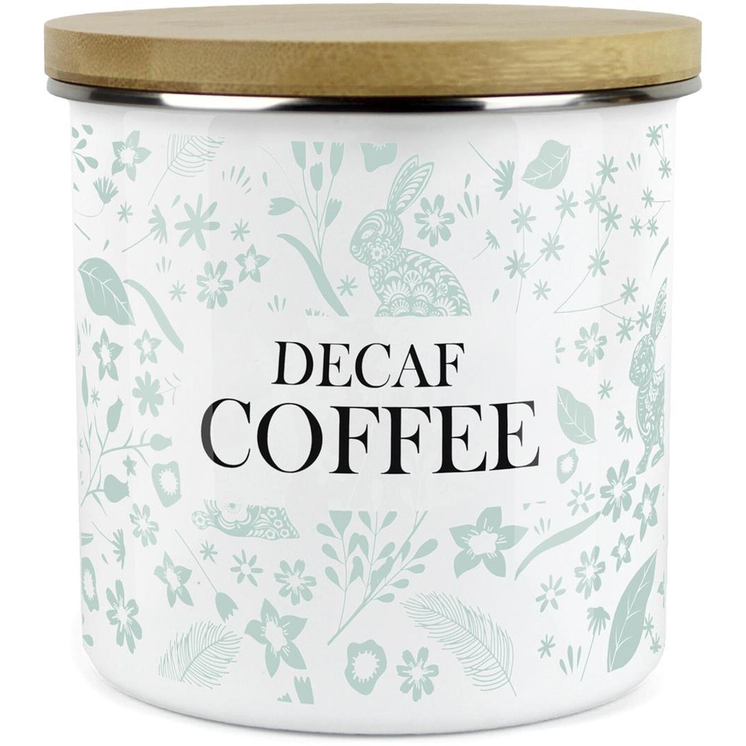 Wild Rabbits Decaf Coffee Storage Canister - Green Enamel Food/Drink Container - Image 2