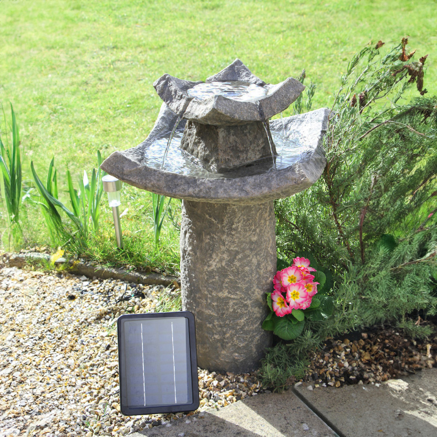 Image of Solar Powered Pavillion Tiered Bird Bath&hellip;