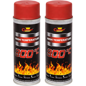 2 x 400 mL Red Heat-Resistant Enamel Spray Paint Silicone-Based Up to 800 C
