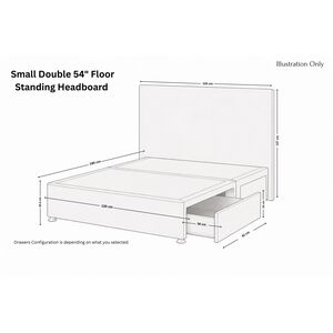 Sloomy Kansas Slate Naples Divan Bed Base 2 Drawers Same Side 54 Inch Floor Standing Headboard