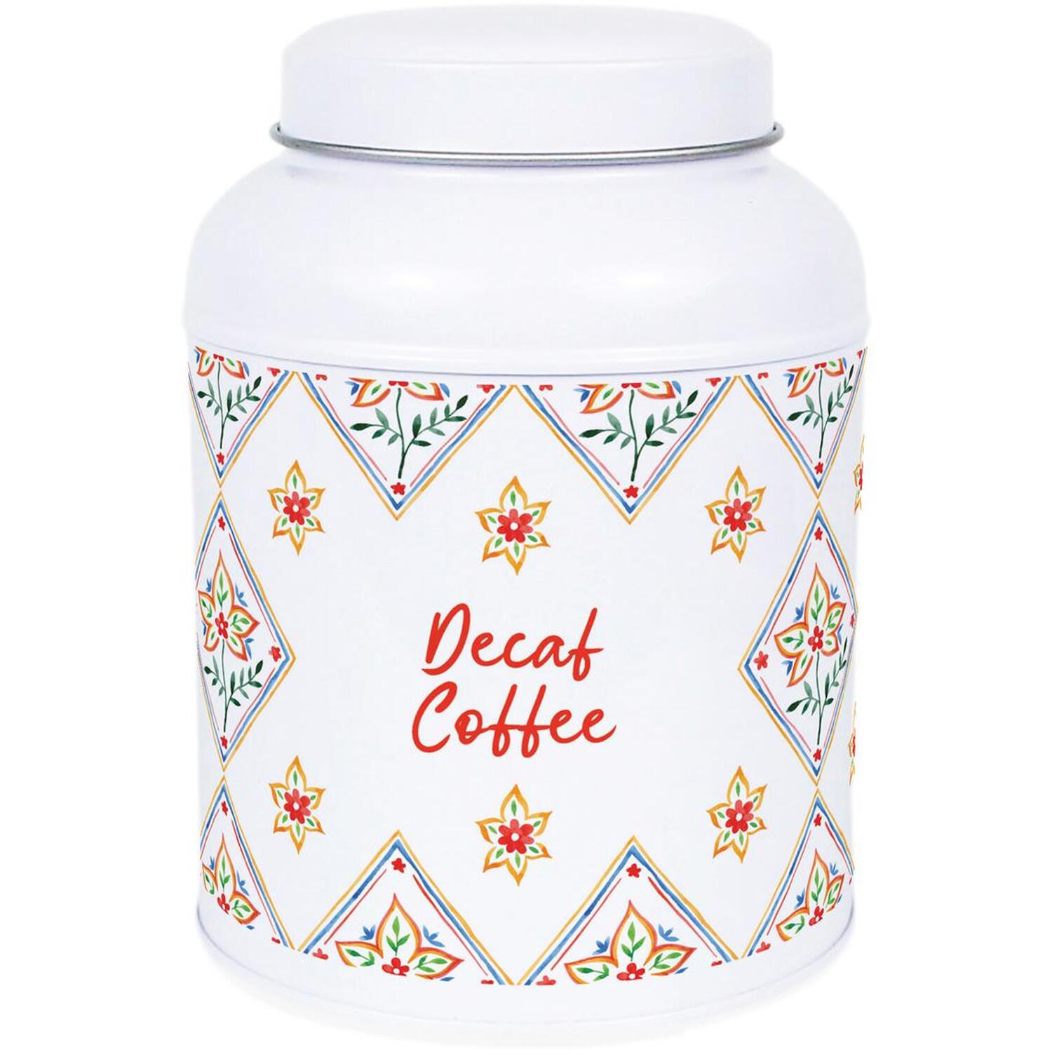 B&Q -  Diamond Floral Decaf Coffee CanisterSmall Domed Lid Kitchen Storage Tin - Image 3
