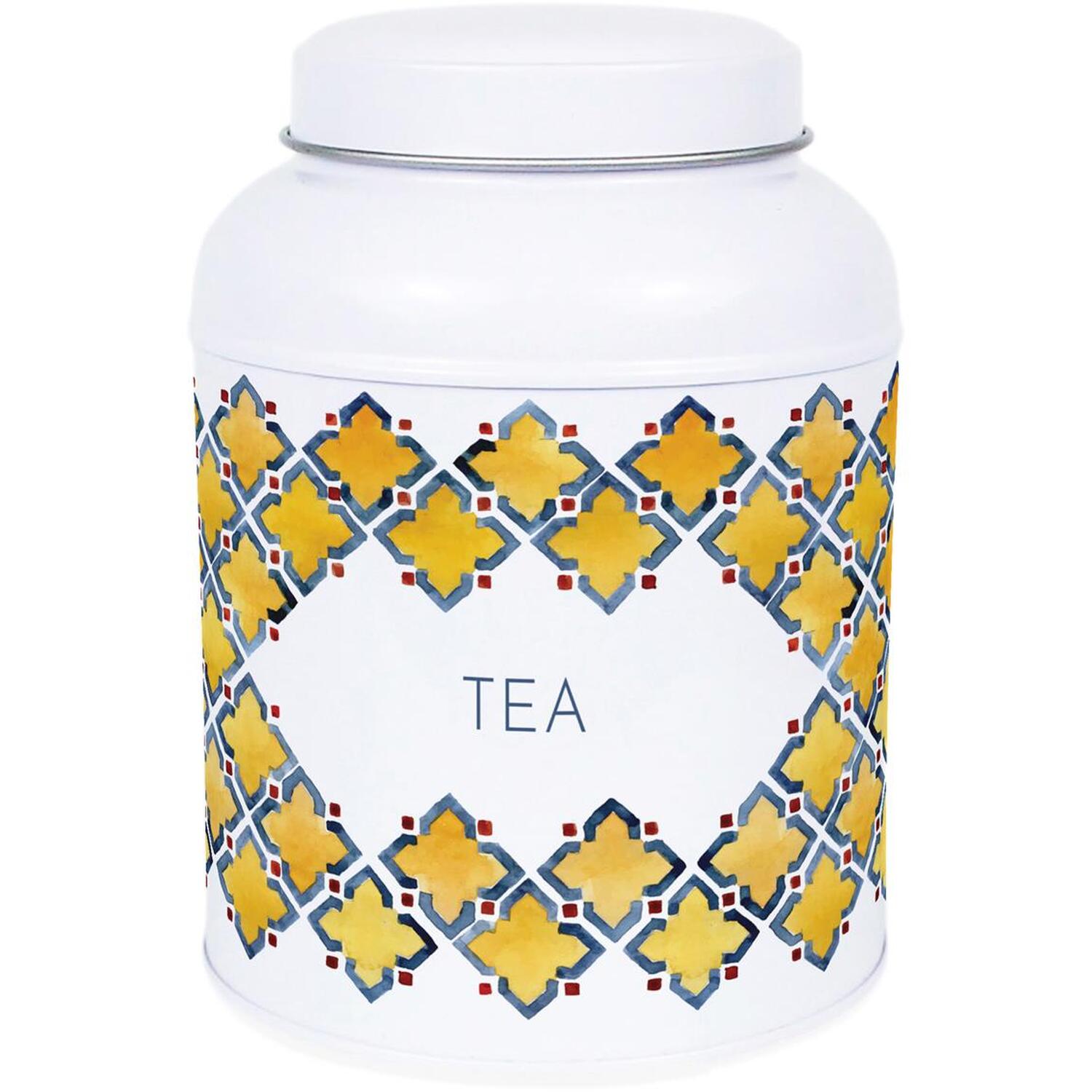 Portuguese Tile Tea Canister - Small Domed Lid Kitchen Storage Tin Gift - Image 2