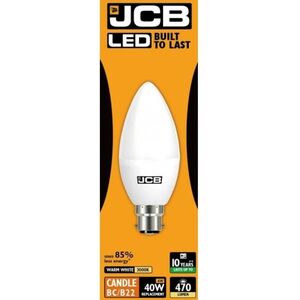 JCB LED Candle 470lm Opal 6w Light Bulb B22 2700k