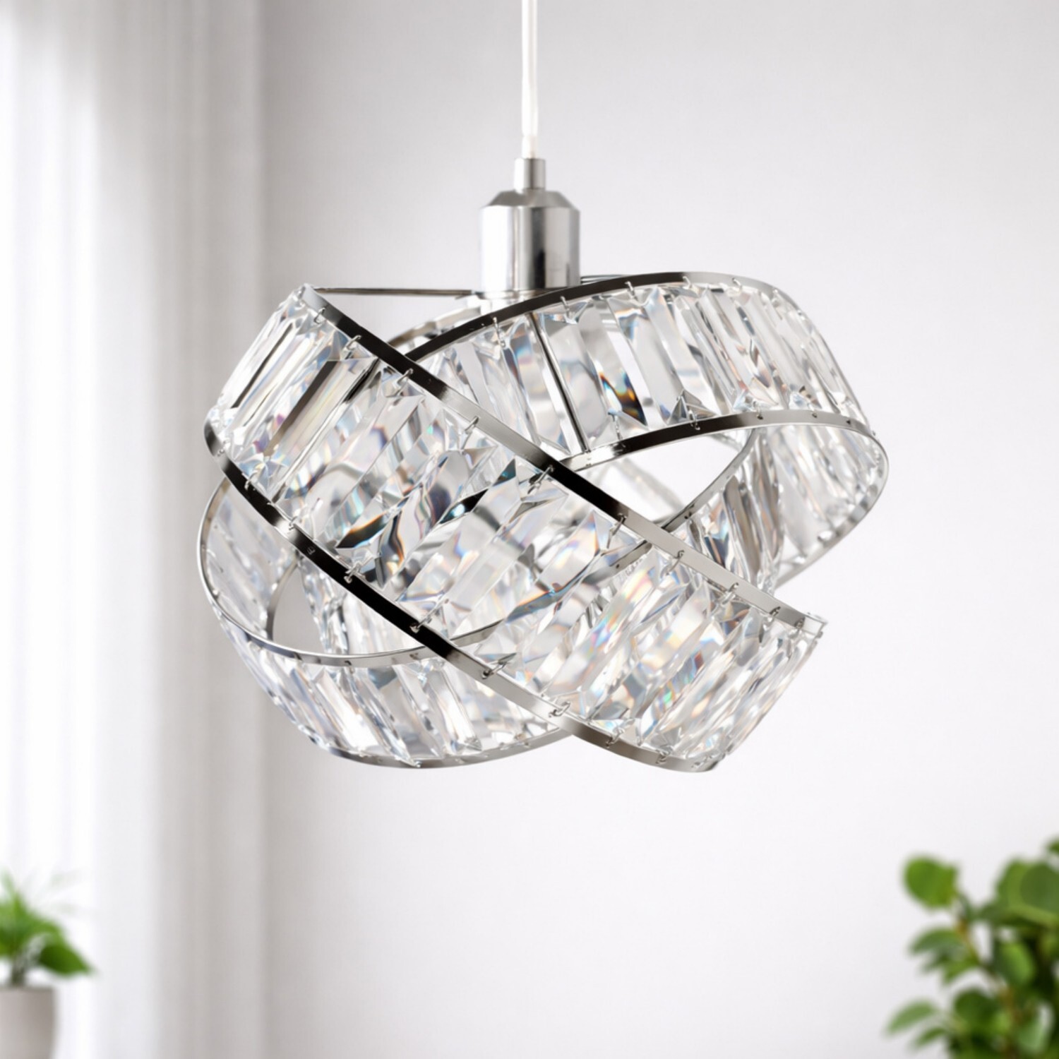 Voltico Crystal Effect 3-Tier Easy-Fit Pendant Lampshade - Clear