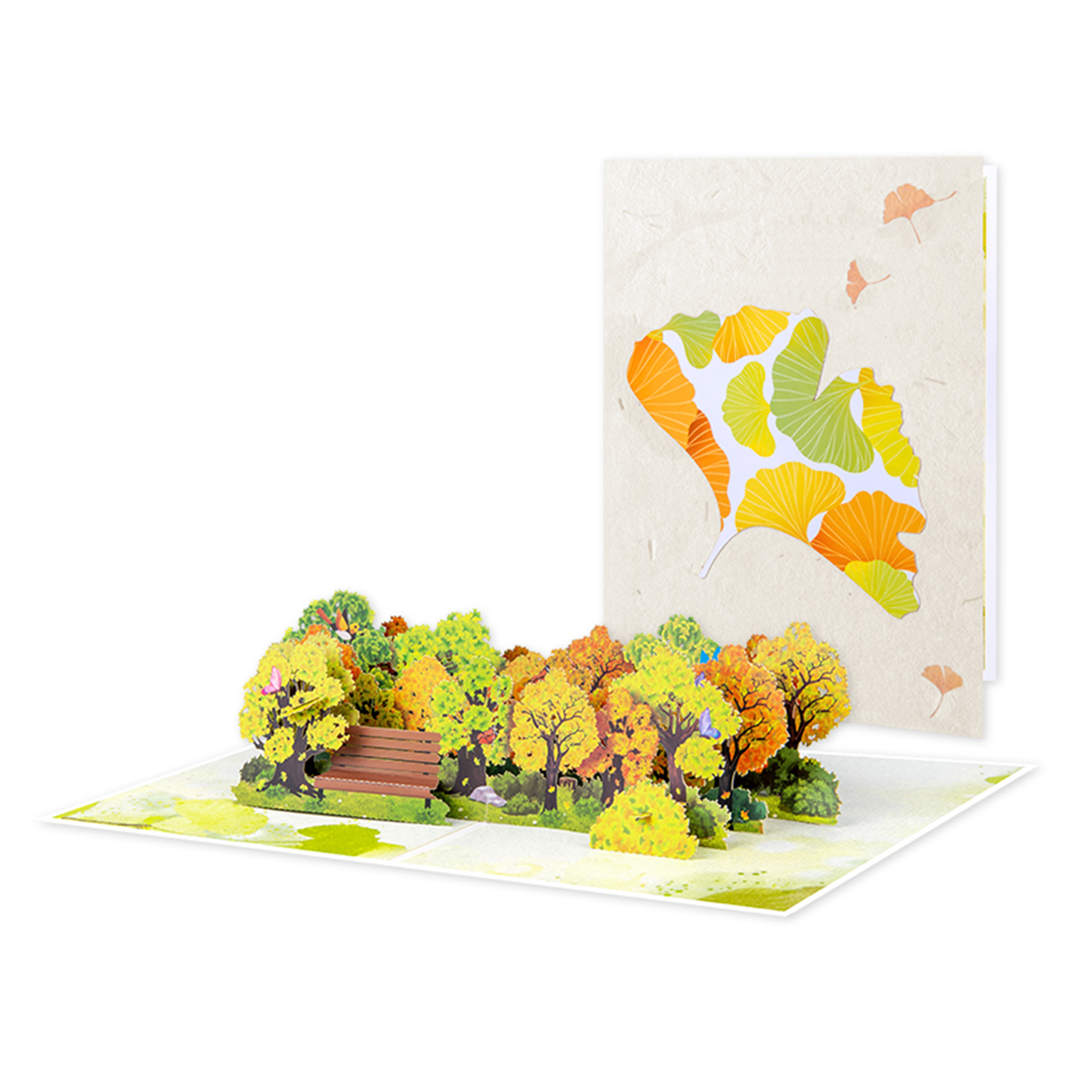 Golden Ginkgo Autumn 3D Pop Up Greeting Card - Image 2
