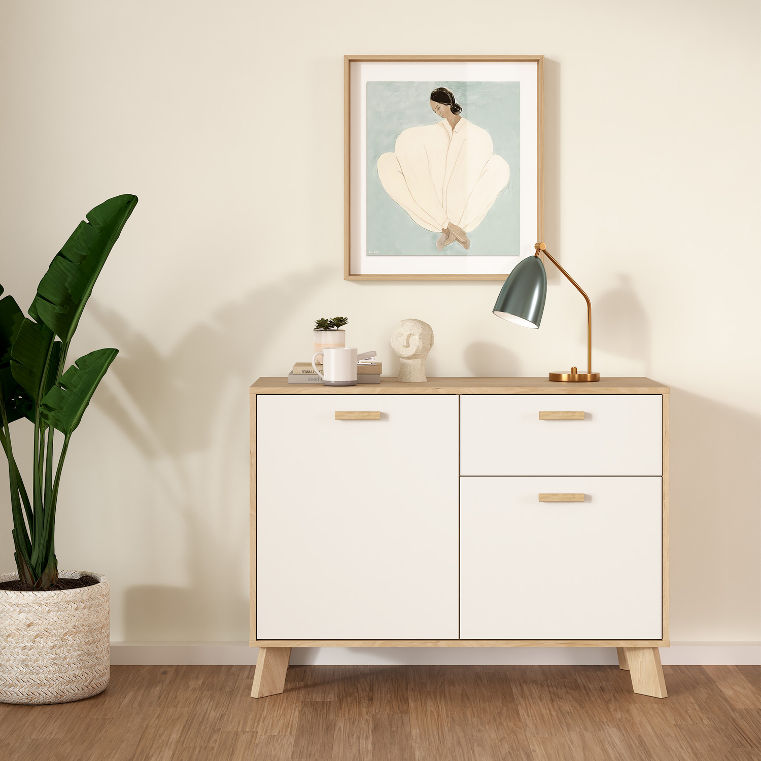 Furniture To Go Ikast Sideboard 2 Doors + 1 Drawer In Jackson Hickory And White - Jackson Hickory & White