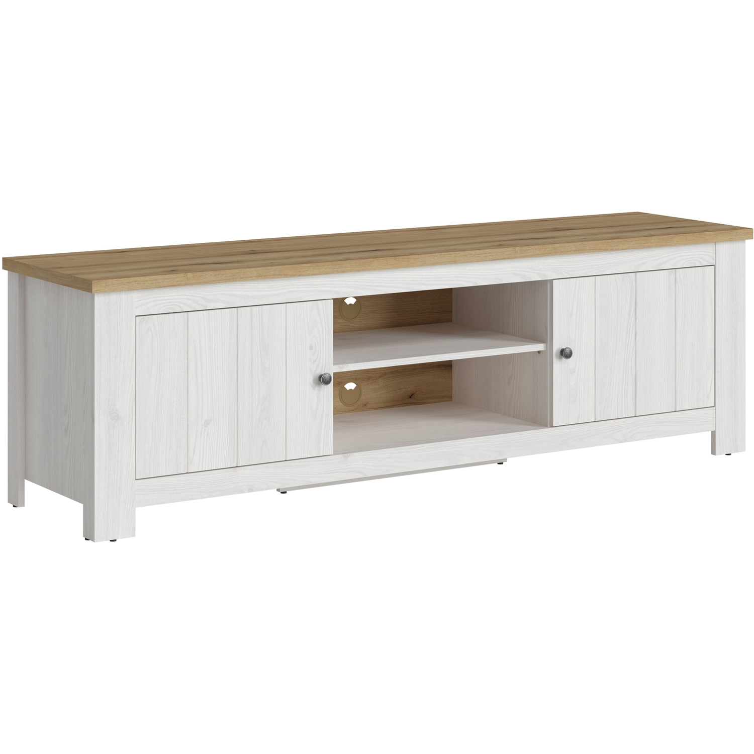 Celesto 2 Door Wide TV Unit - White and Oak - 2 Door - Image 4