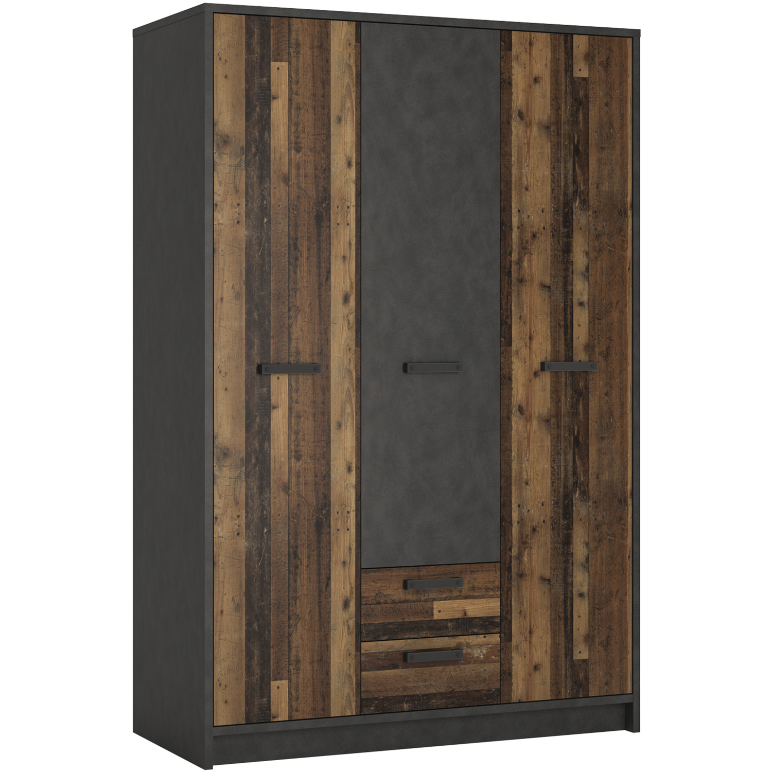 Furniture to Go Brooklyn 3 Door Wardrobe Walnut and Dark Matera Grey - Image 4