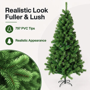 Christmas Tree 2.1m 797 PVC Tips Metal Base Xmas Decor Indoor Green