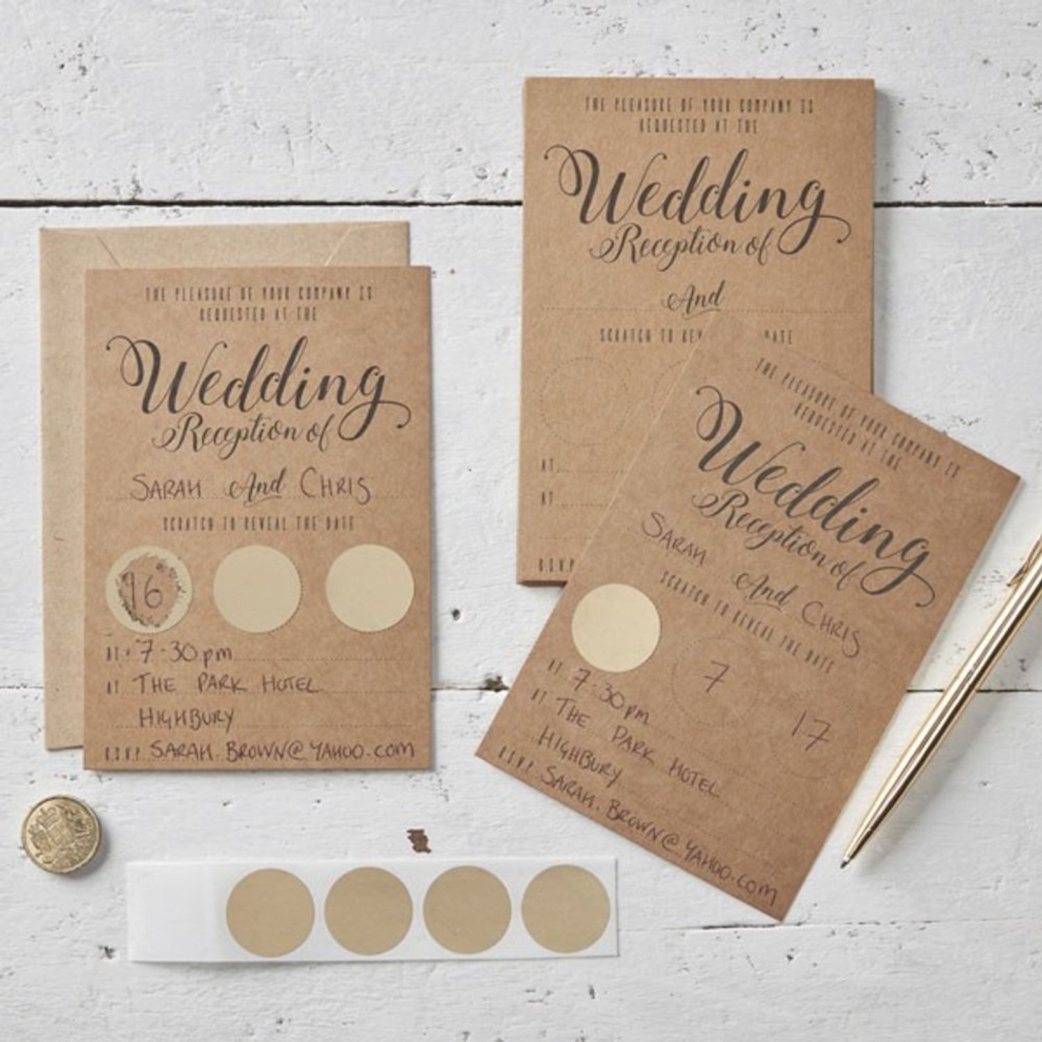 Kraft Scratch The Date Wedding Evening Invitations Scratch & Reveal