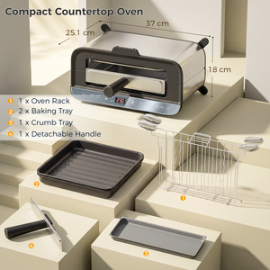 HOMCOM 3-in-1 Electric Mini Oven, Long Slot Toaster and Tabletop Grill