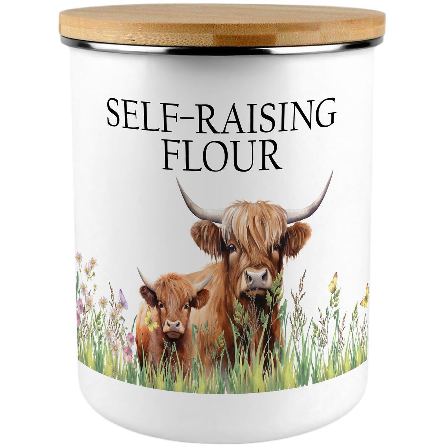 Highland Cow & Calf Self-Raising Flour Storage Canister - Ideal Kitchen Gift - Image 2
