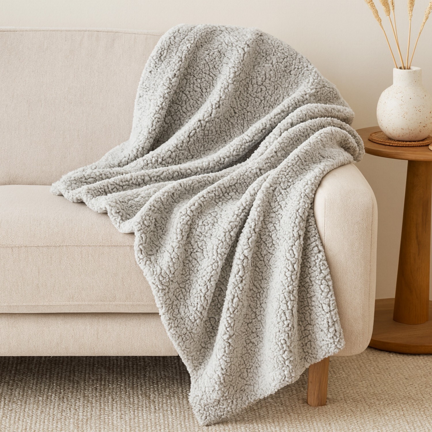 Voltico Super Soft Cuddle Throw 130 x 180cm - Soft Sofa & Bed Blanket in Light Grey | Size: 130 cm x 180 cm