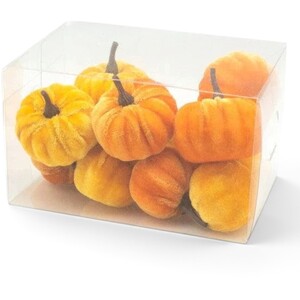 Set of 12 Orange Velvet Pumpkin Halloween Decorations