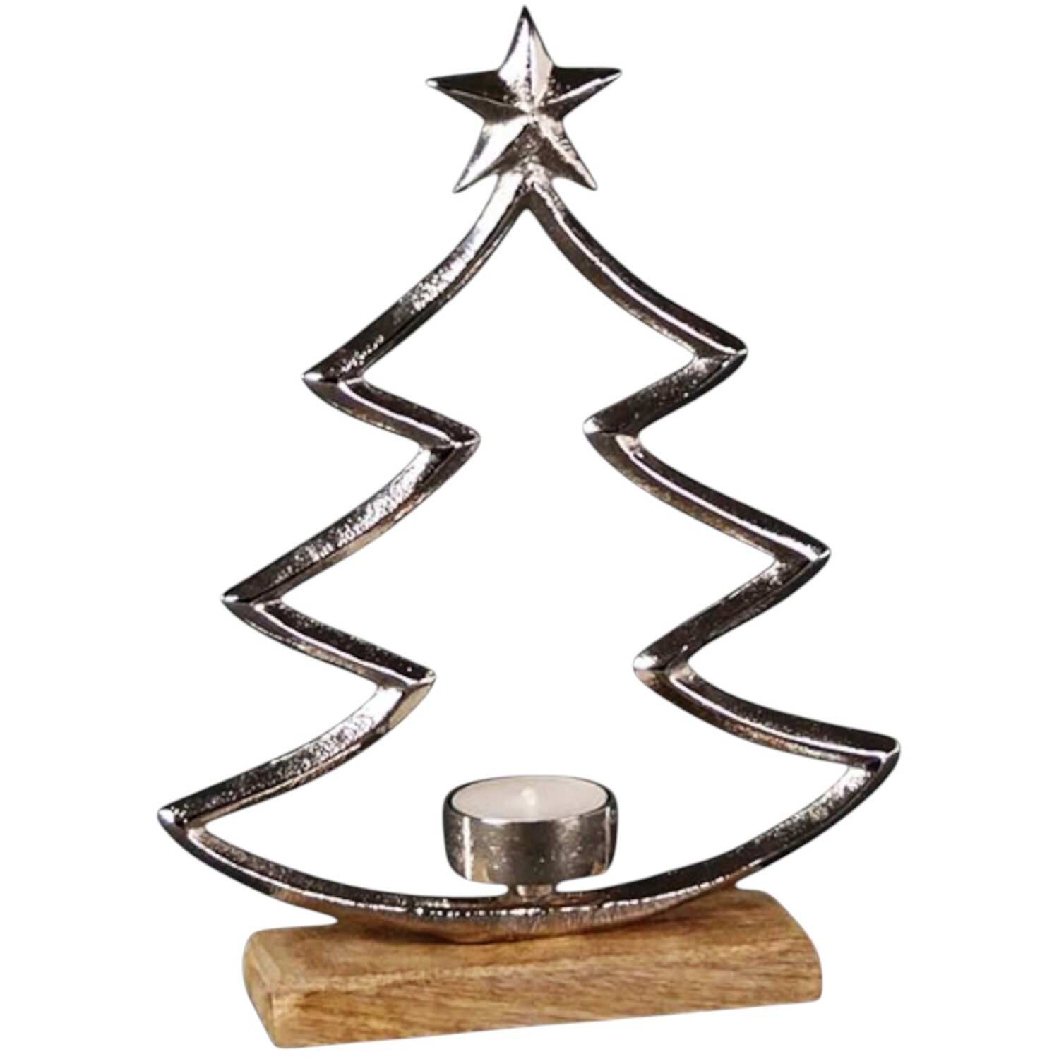 Four Candle Metal Tree Tealight Holder in Silver