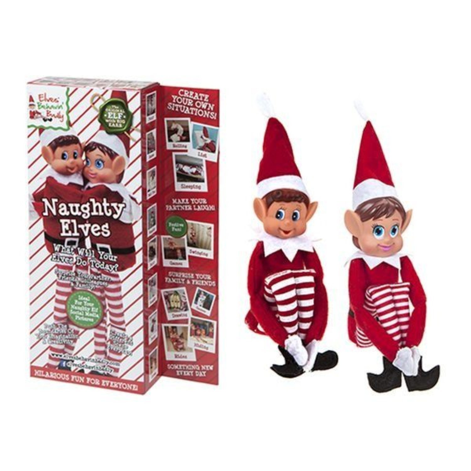  - 12 Inch Vinyl Head Elf In Clothes In Box 2 Assorted 2 PackRed - Image 3