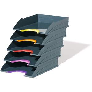 Varicolor Stackable Document Filing Letter Tray - 5 Pack - A4 Grey