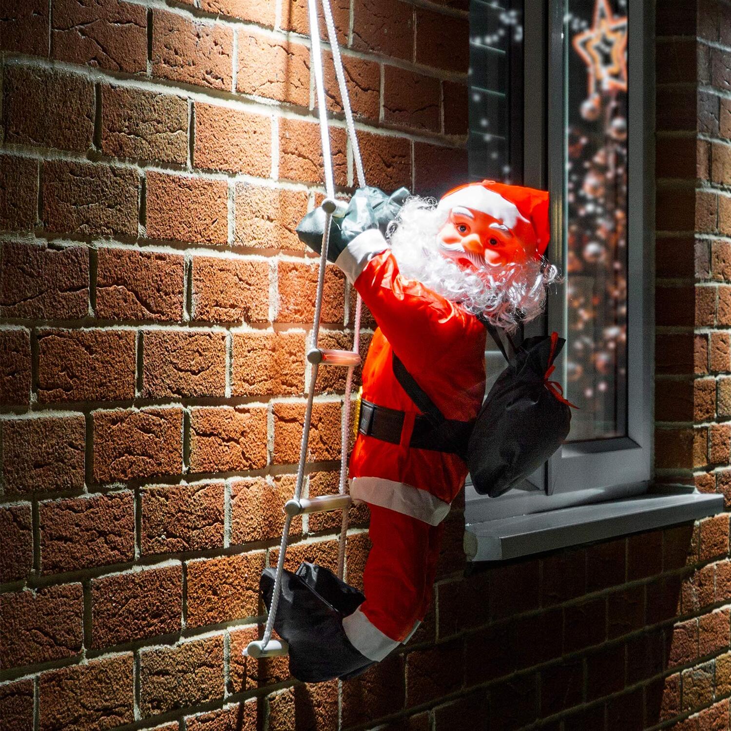 Globrite 60Cm Hanging Climbing Santa Decoration - Traditional Hanging Santa