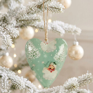 Scandi Santa Metal Heart Decoration