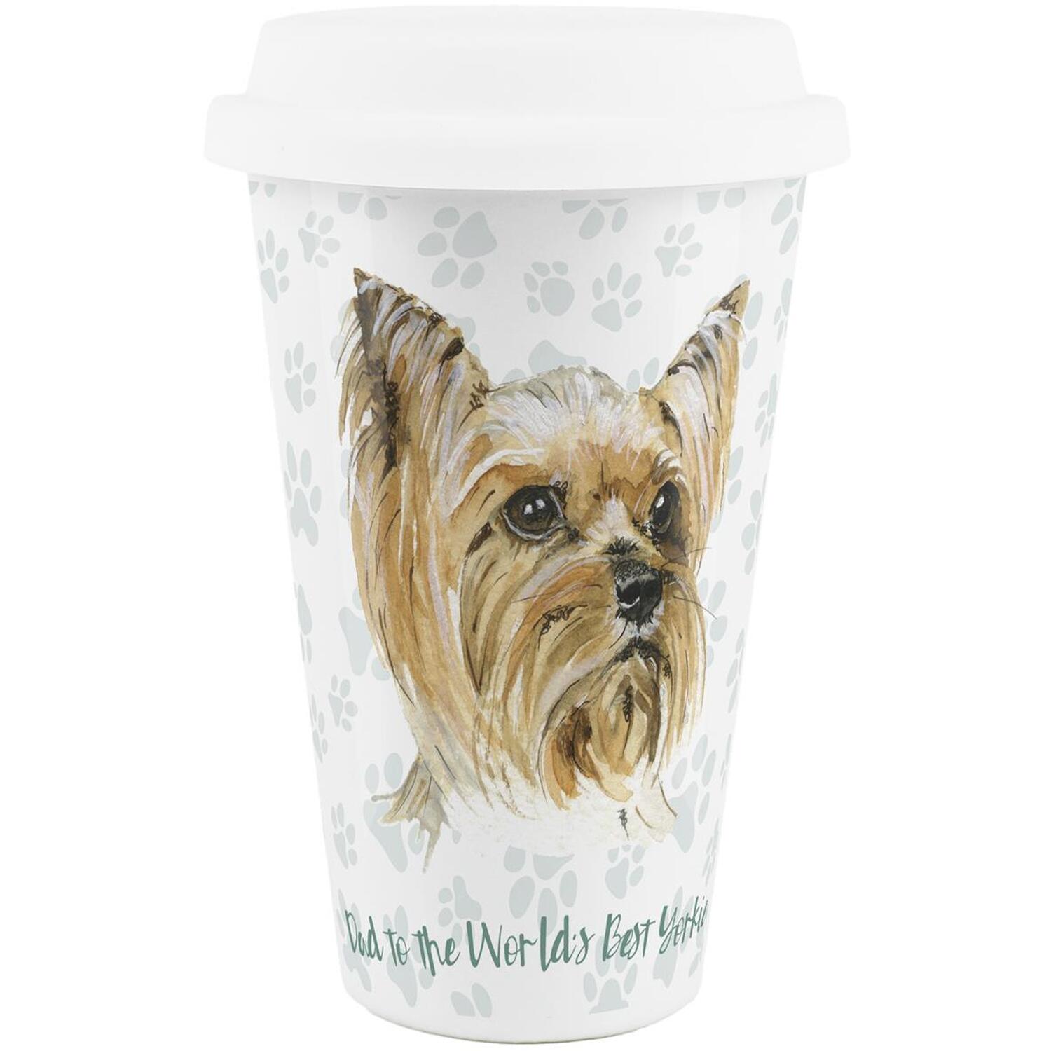 Purely Home Dad To The World's Best Yorkshire Terrier Ceramic Travel Mug - White