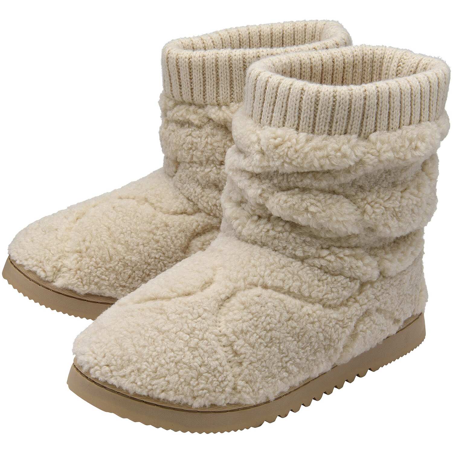 Dunlop Ladies Teddy Fleece Bootie Slippers