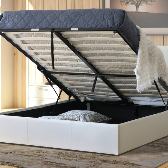 Bilancio Storage Bed White Faux Leather