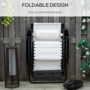 White Outsunny Zero Gravity Garden Deck Folding Chair shot 1337863