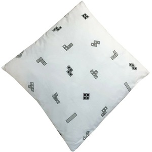 Tetris Monochrome White Filled Cushion