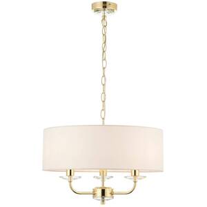 Nixon 3 Light Multi Arm Ceiling Pendant Brass, E14