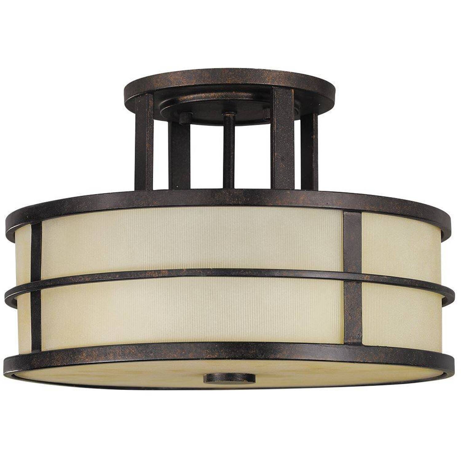 Fusion 3 Light Semi Flush Ceiling Light Bronze, E27 - Bronze