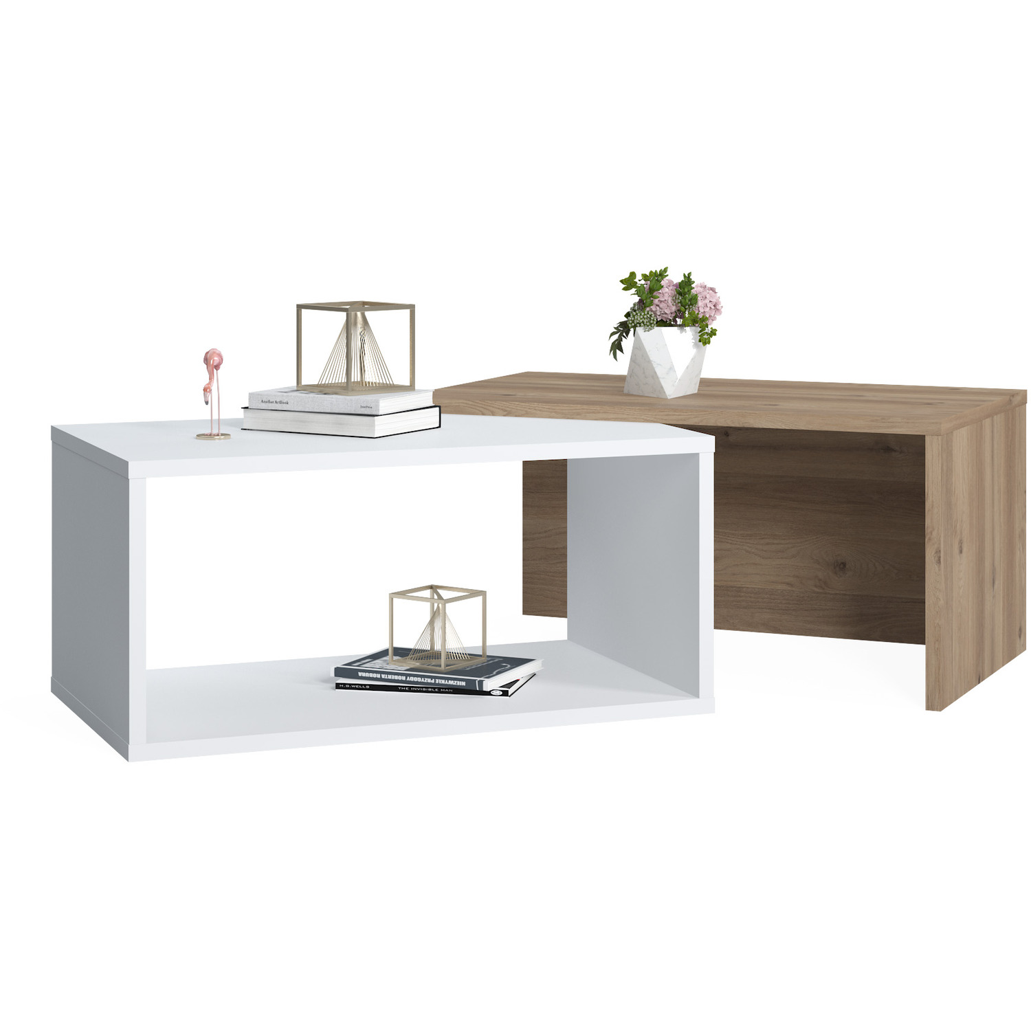 Felica Adjustable 2 Colour Coffee Table - Ruumstore - Oak/White thumbnail