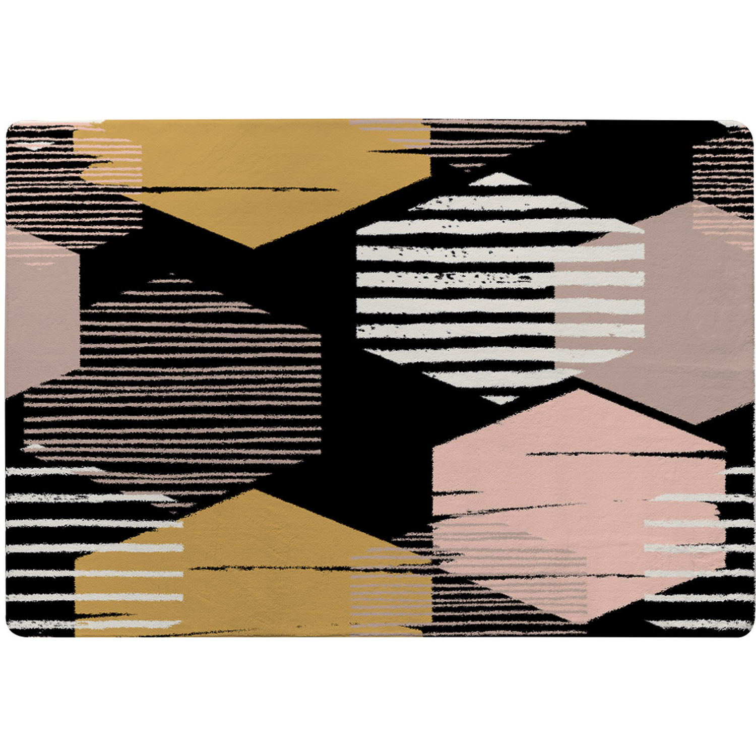 Yellow White  Pink Hexagons Rug - Yellow / 150cm thumbnail