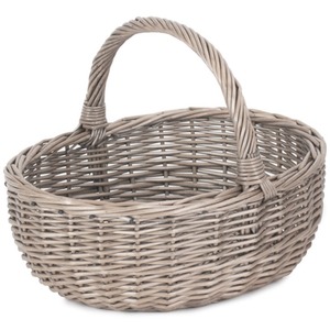 Unlined Antique Wash Wicker Shopping Basket