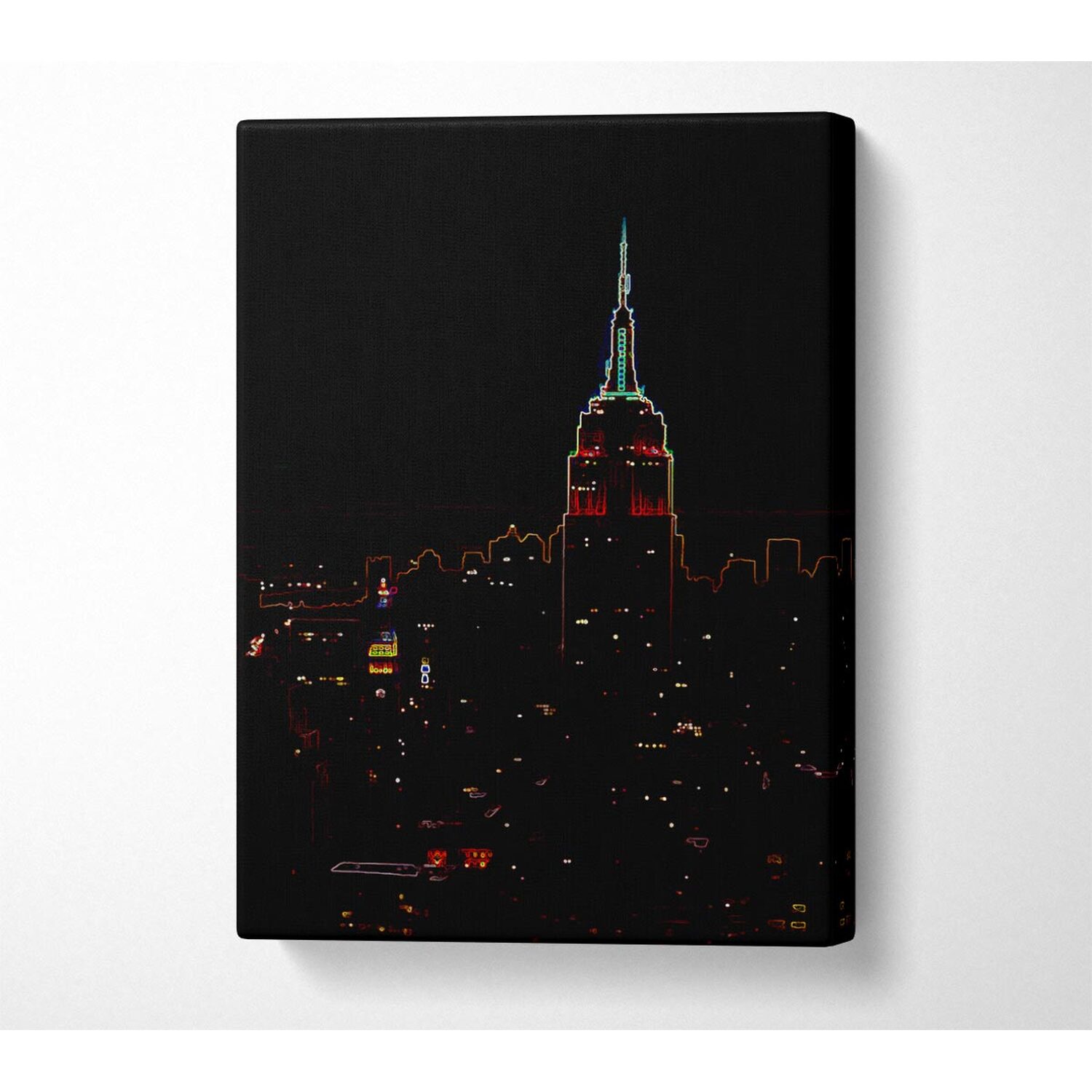 Wallart-Direct - Empire State Neon Canvas Print Wall Art - Yellow / 101.6cm thumbnail