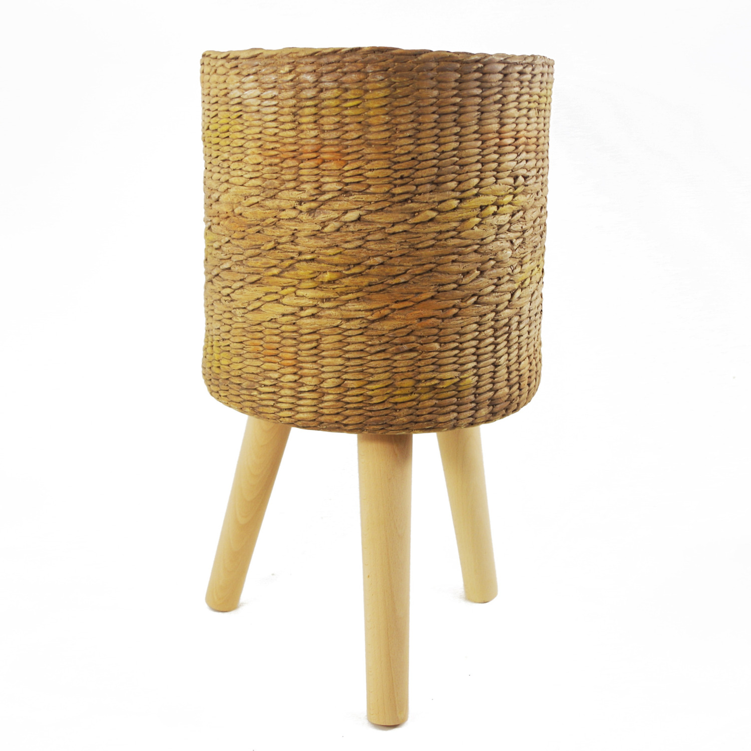 Rattan Effect Fibreglass Composite Indoor Planter With Legs 54 X 30Cm - Size: 54 X 30 X 30Cm - Wilko Brown Leaf - Image 6