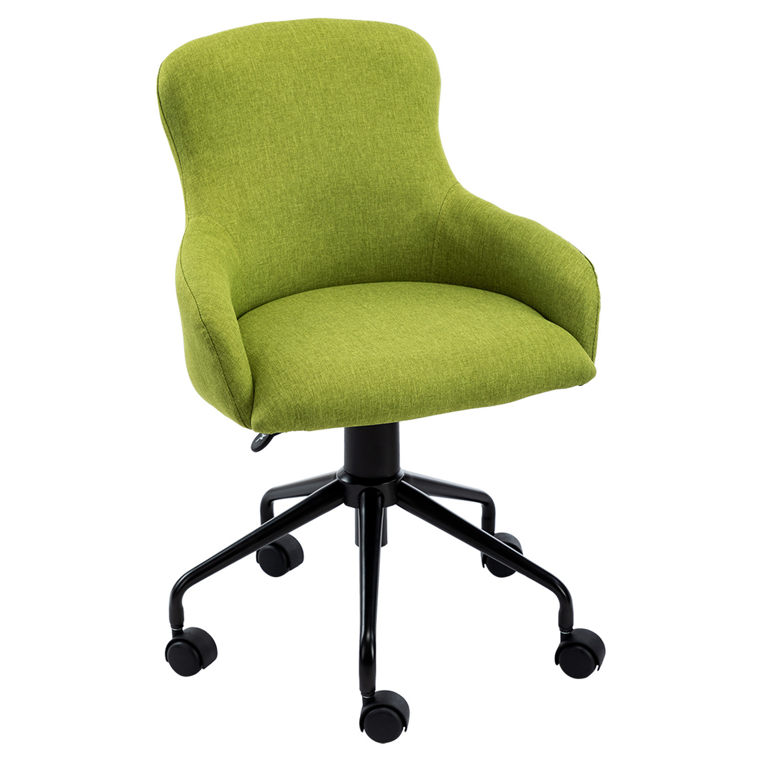 More4Homes - Cecil Linen Swivel Desk Study Home Office Chair - Green thumbnail