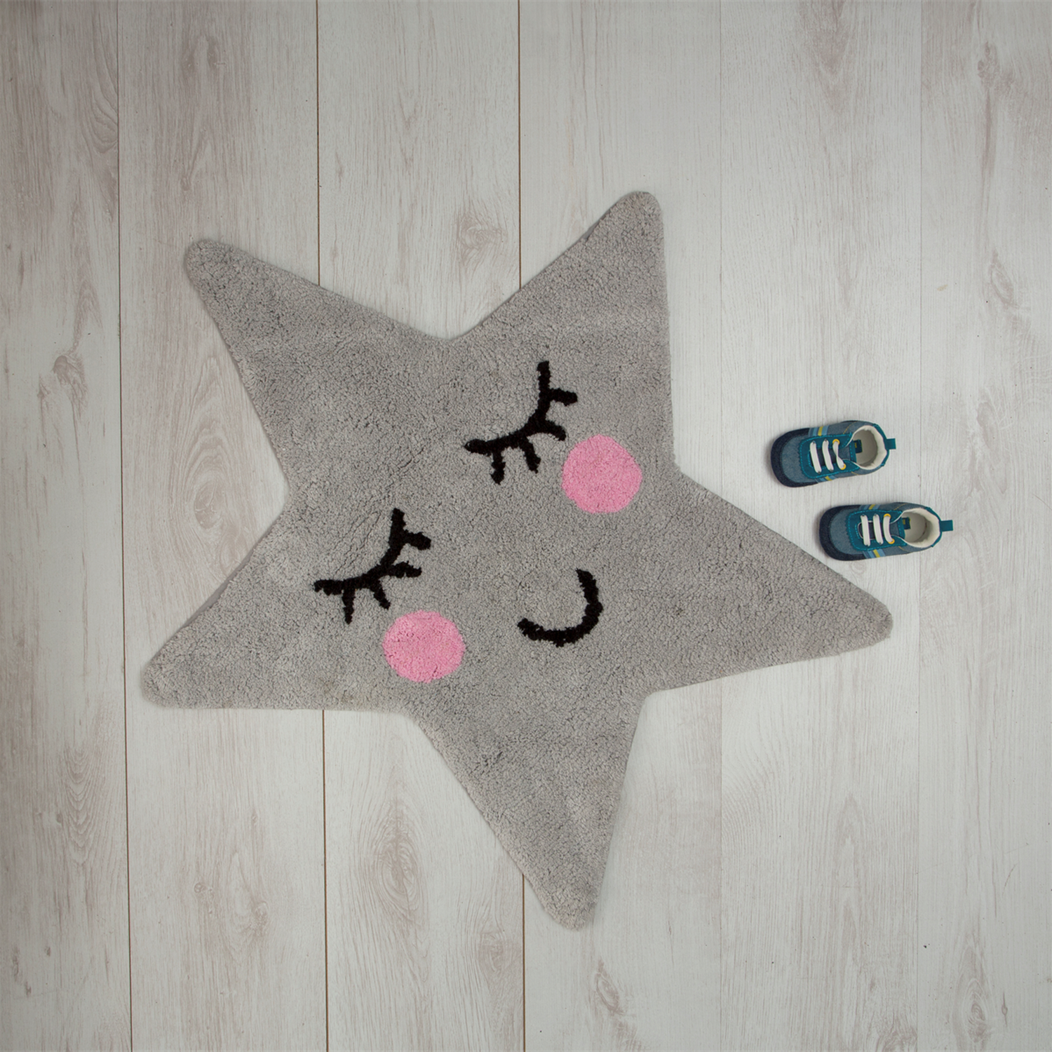 Kids Grey Star Rug - Grey