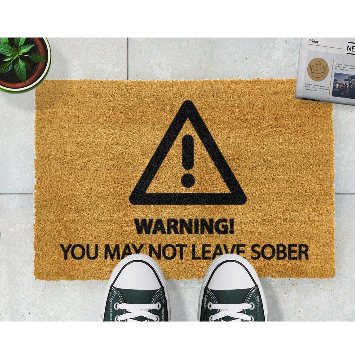 Sober Warning Doormat - Brown