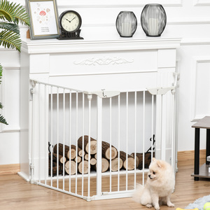 152-200 Inch Wide Metal Safety Baby Gate With Door – Free Standing Fireplace Fence – 29″ Tall – Black