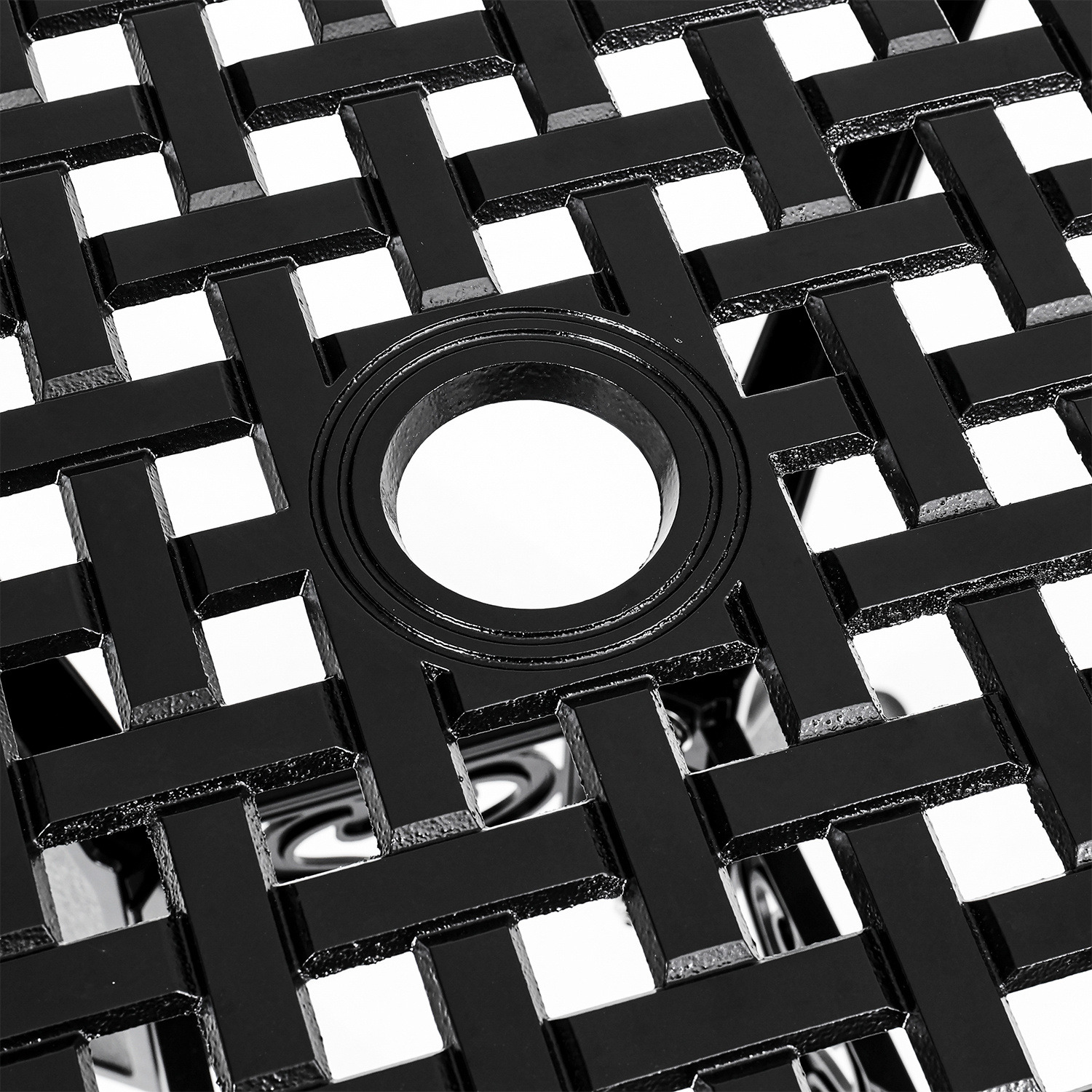 Garden Dining Table With Hollow Grid Pattern - Black