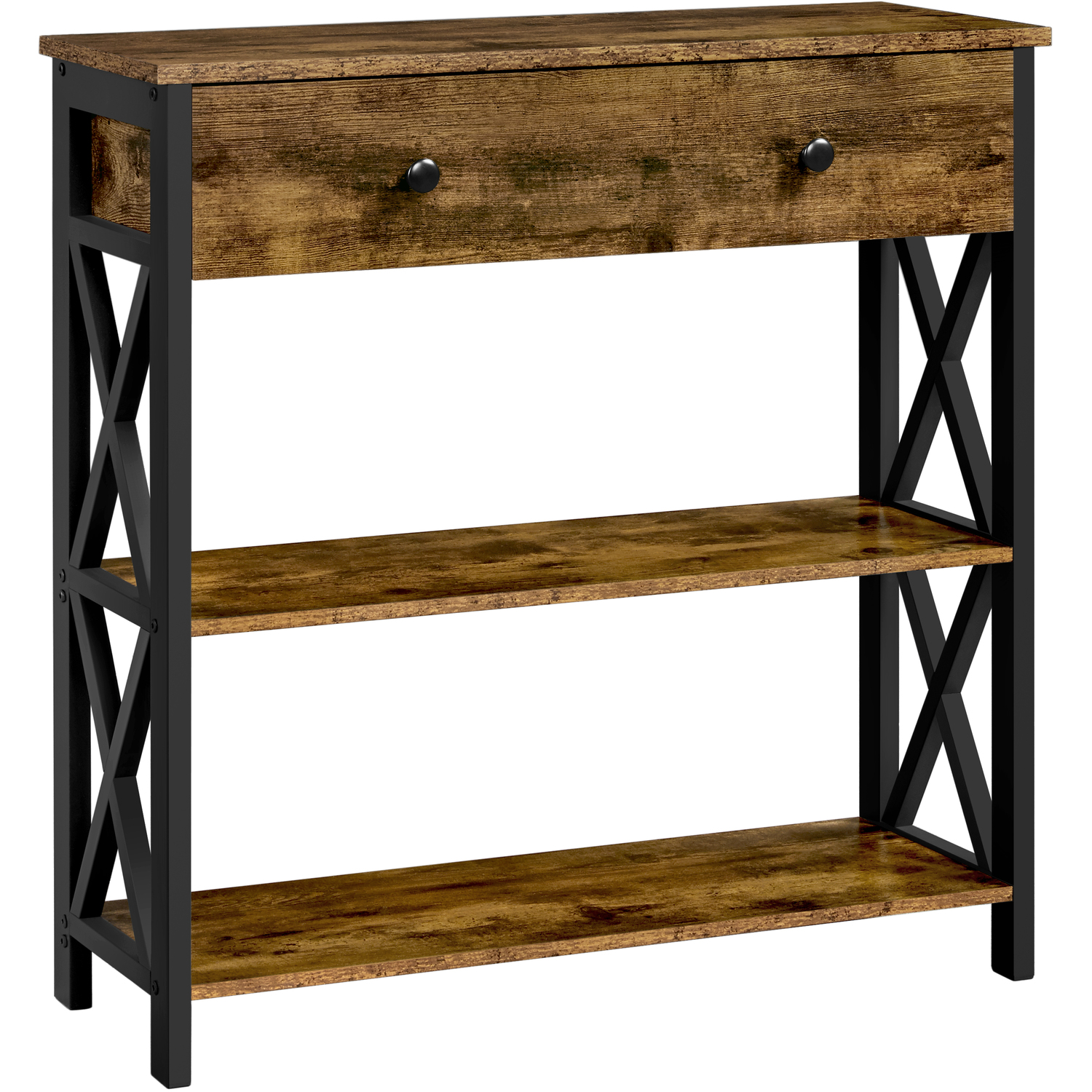 Wooden Console Table With 1 Drawer - Rustic Brown