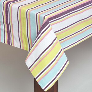 Osaka Green Striped Cotton Tablecloth