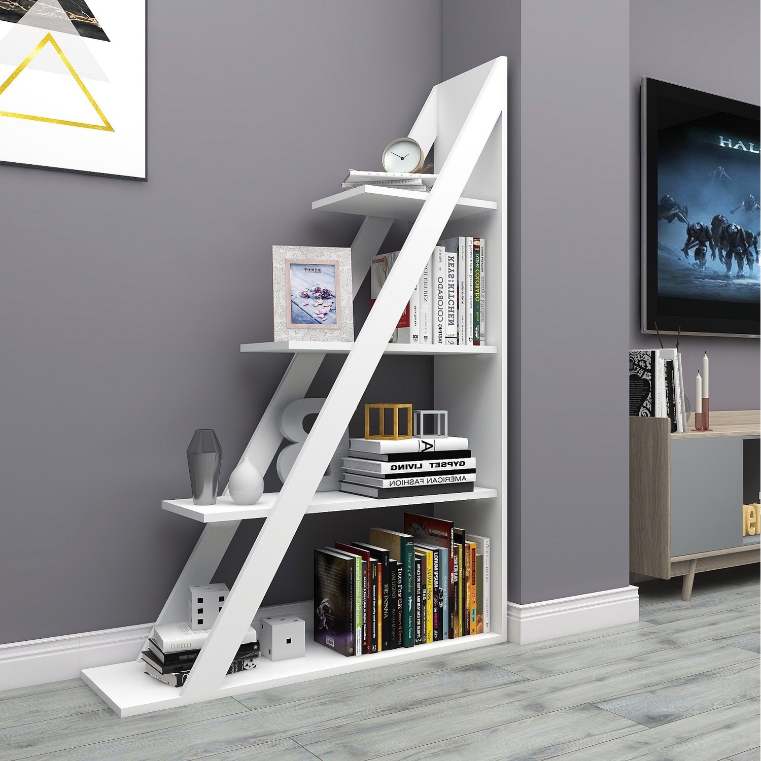 Bookcase Amando Ladder Bookcase - White
